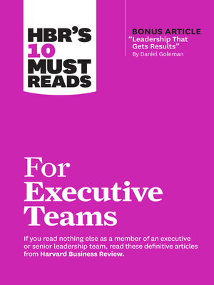 cover image of HBR's 10 Must Reads for Executive Teams